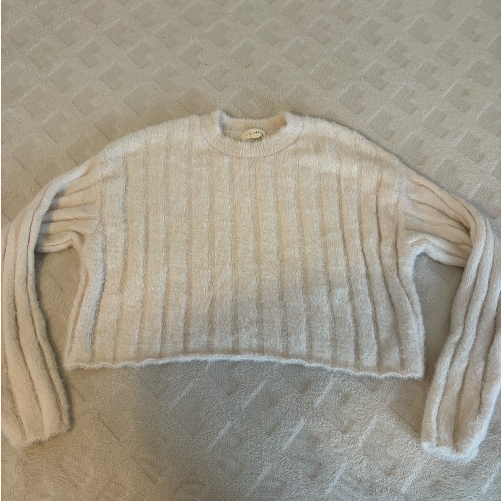 White fuzzy sweater